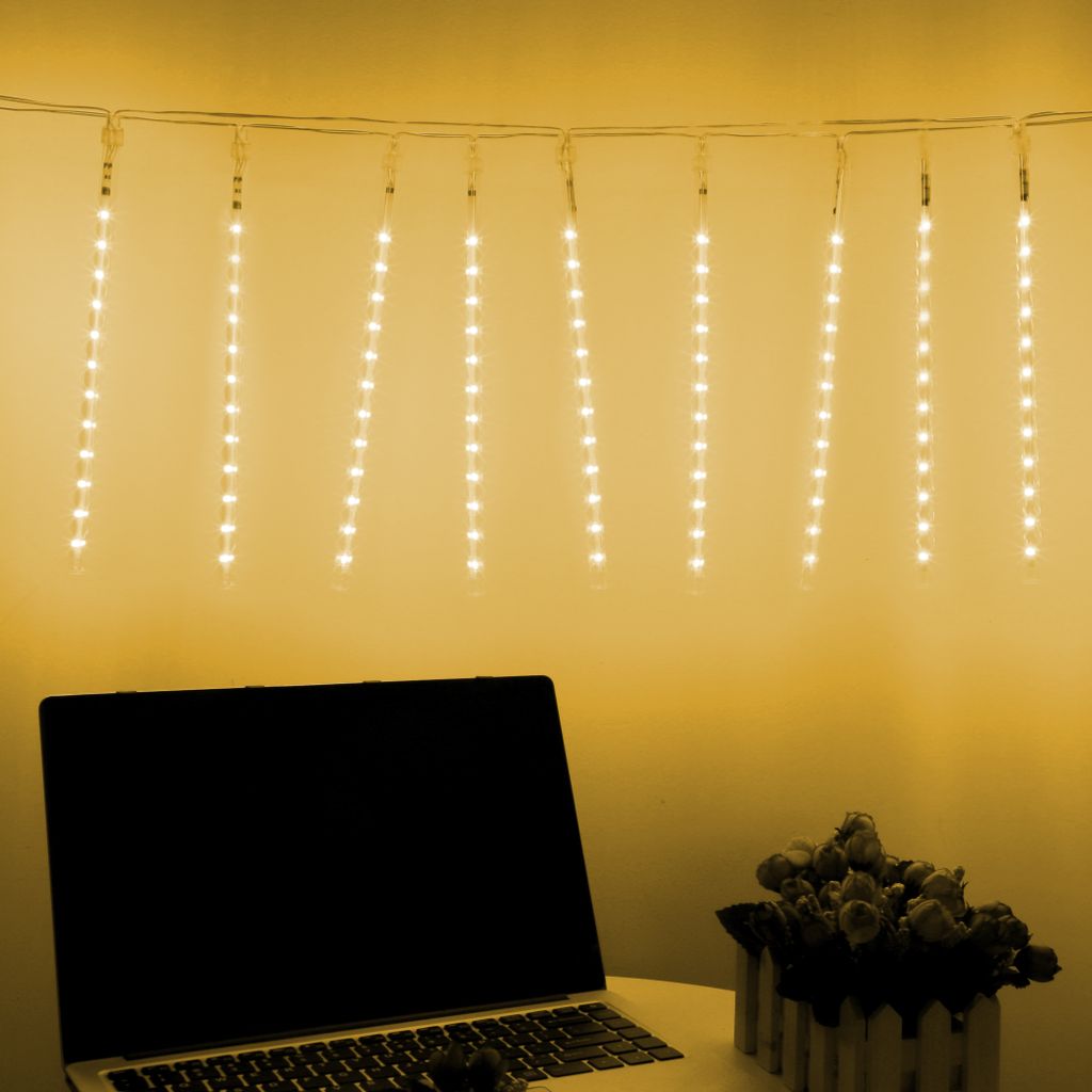 LED Fallendes Licht Meteorschauer Weihnachtsbeleuchtung Wasserdicht (288LEDs,50CM,Warmweiß)