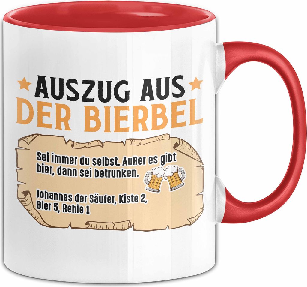 Auszug Aus Der Bierbel Tasse Geschenk Spruch Biertrinker Geschenkidee Kaffee-Becher (Rot)