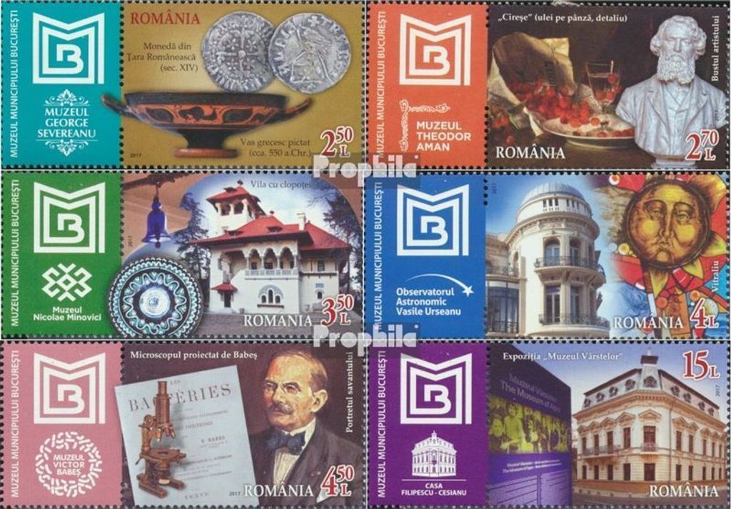 Briefmarken Rumänien 2017 Mi 7236-7241 (kompl.Ausg.) Produktbild 