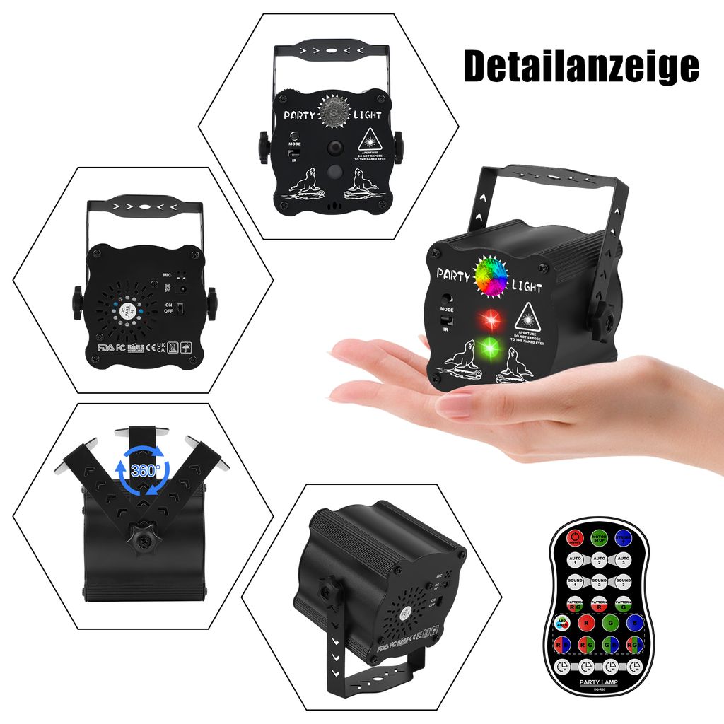 DJ disco pódiové párty svetlá - RGB LED stroboskopické Obrázok produktu 9