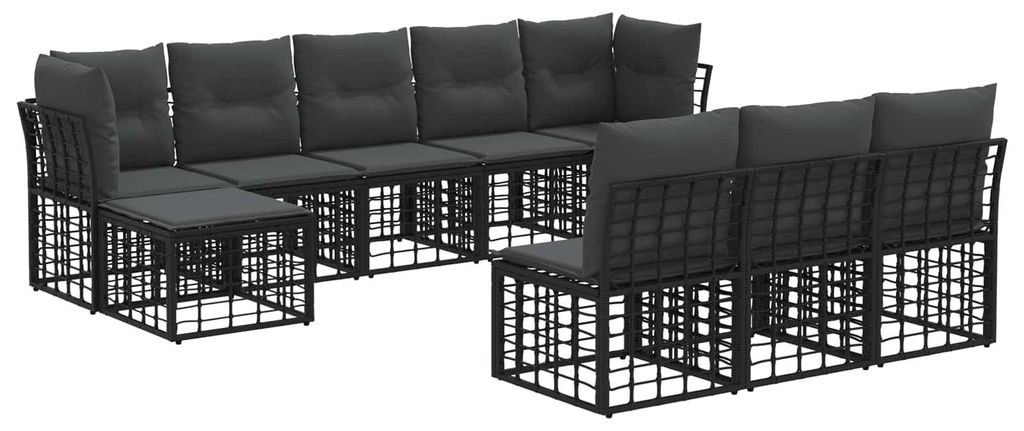vidaXL Outdoor-Sofagarnitur Schwarz und Dunkelgrau Polyester