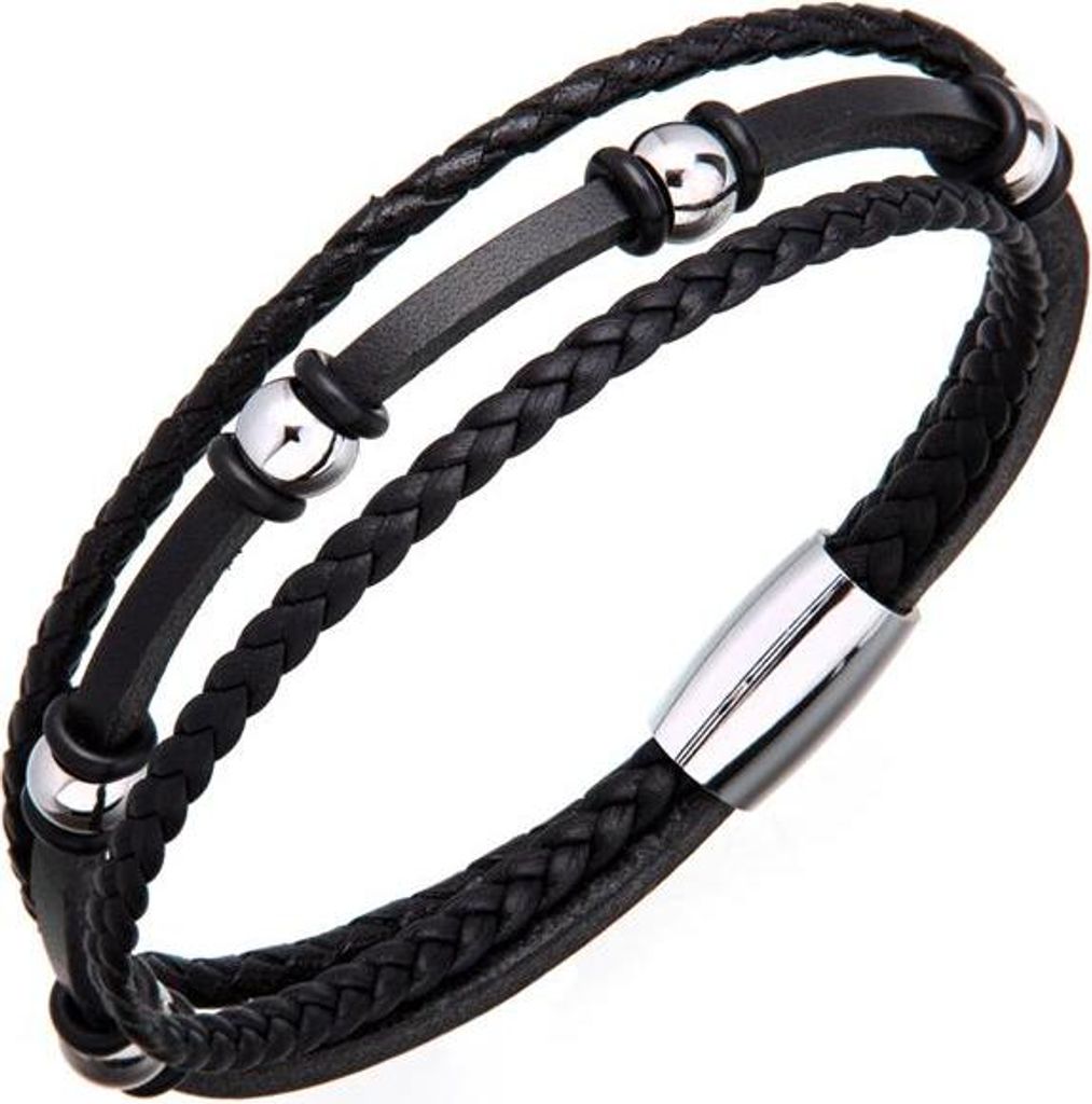 SILBERKETTEN STORE Lederarmband 0625_1 - 3reihig, schwarz - 23cm