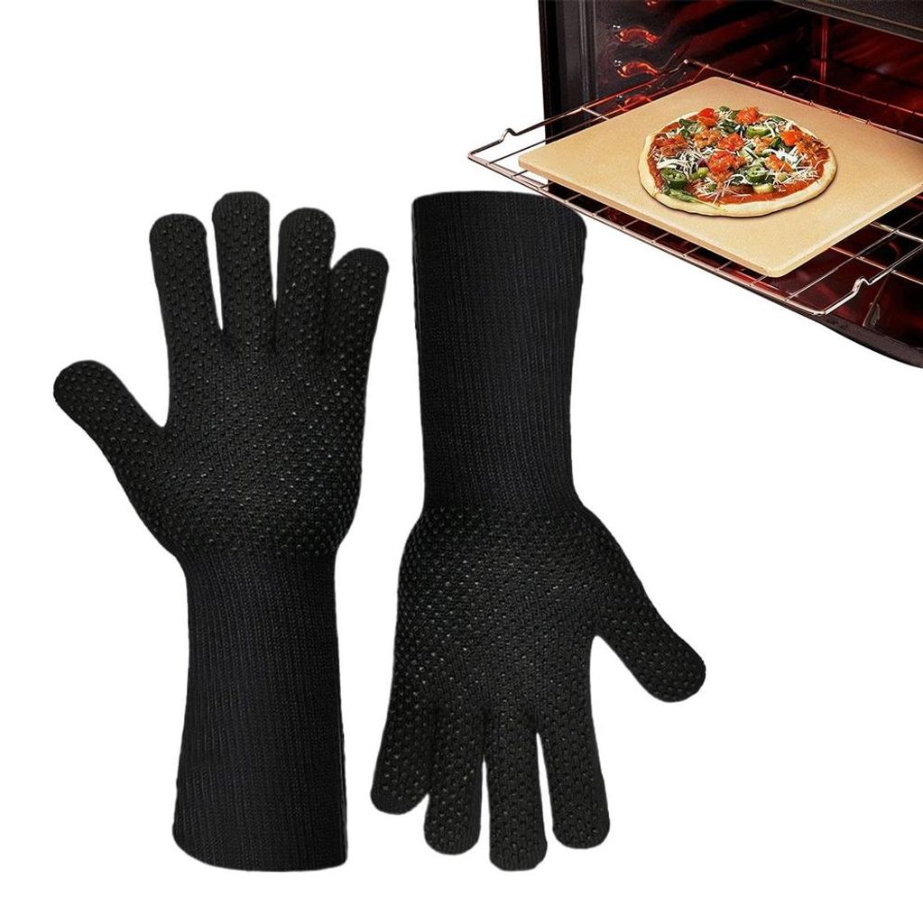 Grillhandschuhe Hitzebeständig 500°C, Feuerfeste Handschuhe, Hitzebeständige Handschuhe, für Backofen Grill Kamin Küche