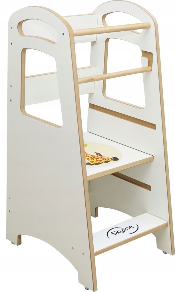Skyline Steh und Lernturm Baby ab 1 Jahr Montessori Learning Tower Höhenverstellbar Tritthocker Kinder Indoor Möbel Kinderzimmer Trittschemel Kit...