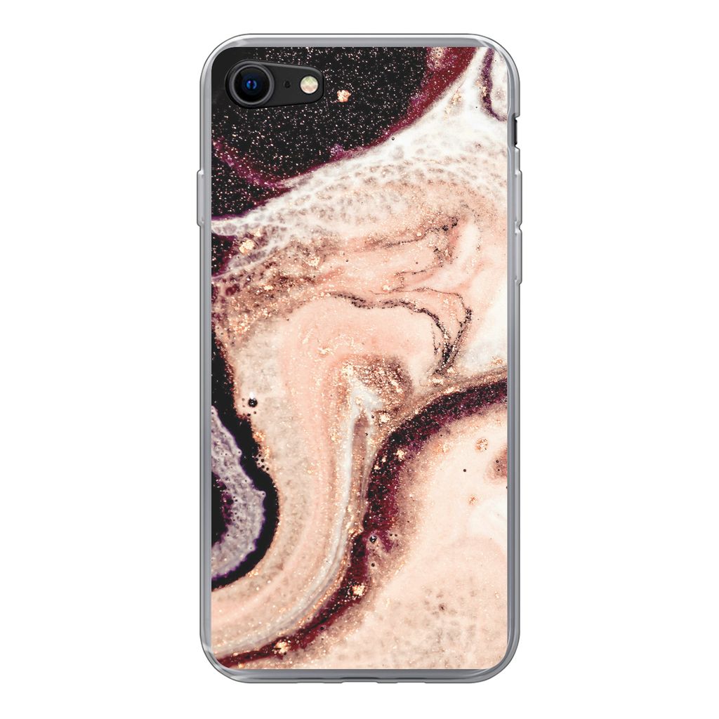 MuchoWow Handyhülle Schutzhülle Hülle für iPhone 8 Marmor - Mineralien - Naturstein Silikon Softcase Handy Hülle - Schutzhaube