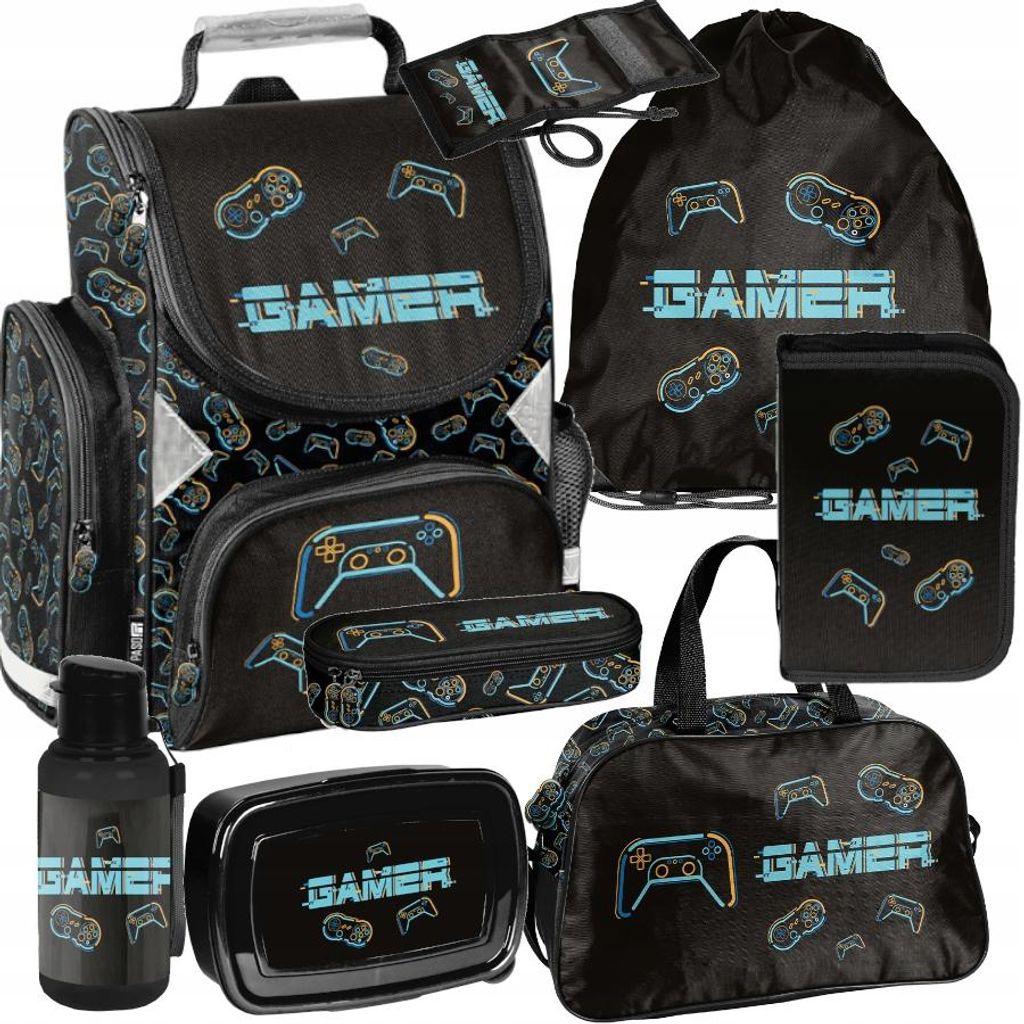 Mega Schulset XXL – GAMER 8-teiliges Schulranzen-Set Für Produktbild 