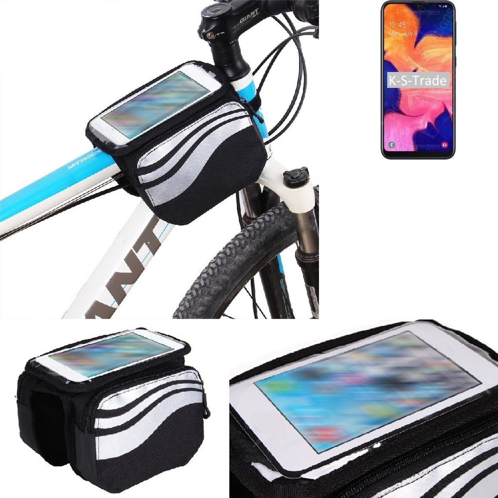 K-S-Trade Rahmentasche Fahrrad-Halterung kompatibel mit Samsung Galaxy A10s Rahmenhalterung Fahrrad Handyhalterung Fahrradtasche Handy Smartphone