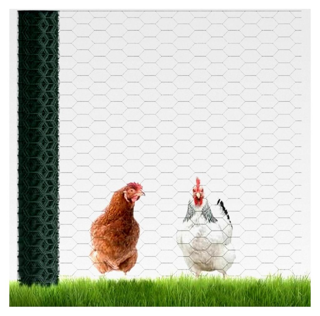 Maschendrahtzaun 100 cm Höhe - PVC-beschichtetes Sechseckgeflecht grobmaschig 25 mm x 45 mm - Hasendraht, Kaninchendraht, Kükendraht, Zaun, Hasen...