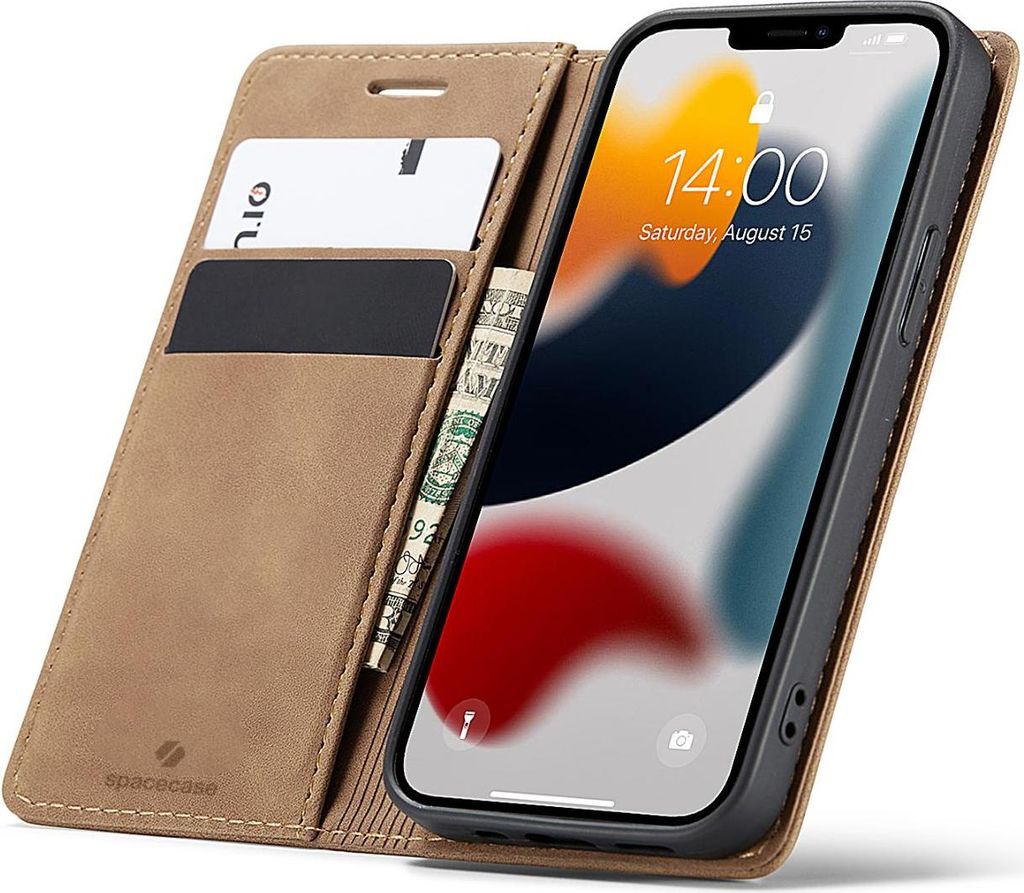 Spacecase Geldbörse iPhone 13 Mini hellbraun