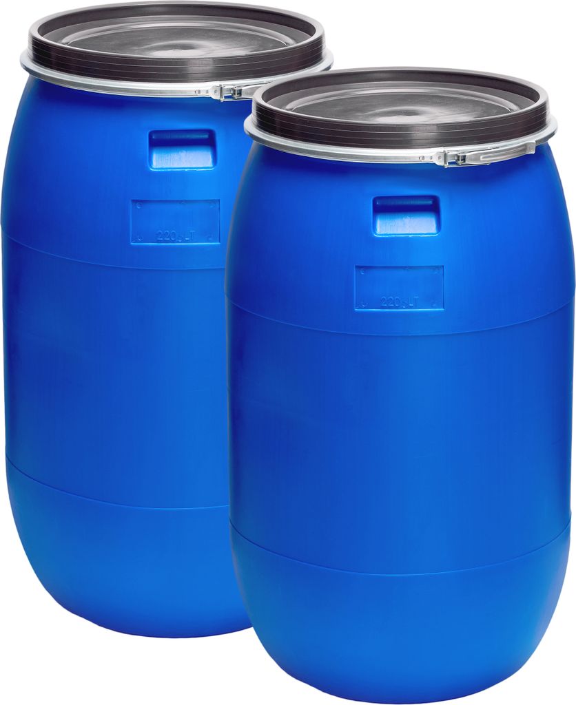 Set 2x 220 Liter Weithalsfass mit Deckel HDPE Produktbild 