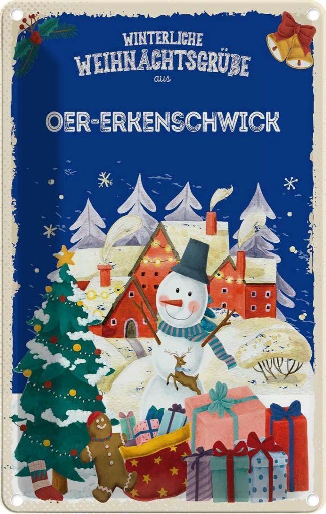 vianmo Blechschild 18x12 cm Weihnachtsgrüße aus OER-ERKENSCHWICK Weihnachten