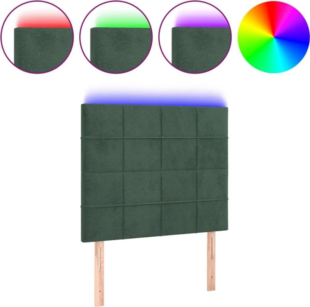 vidaXL LED Kopfteil Dunkelgrün 100x5x118/128 cm Samt