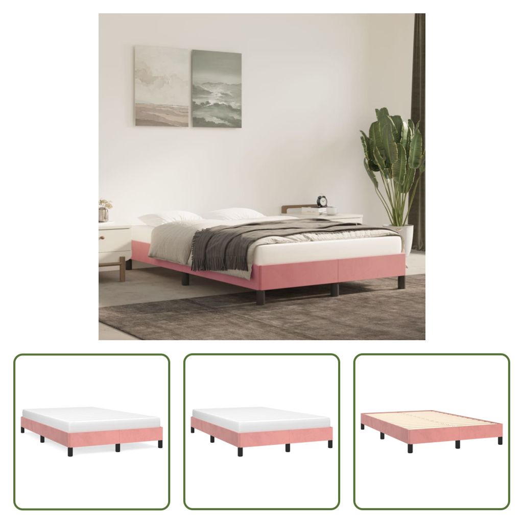 The Living Store Bettgestell Rosa 120x200 cm Samt