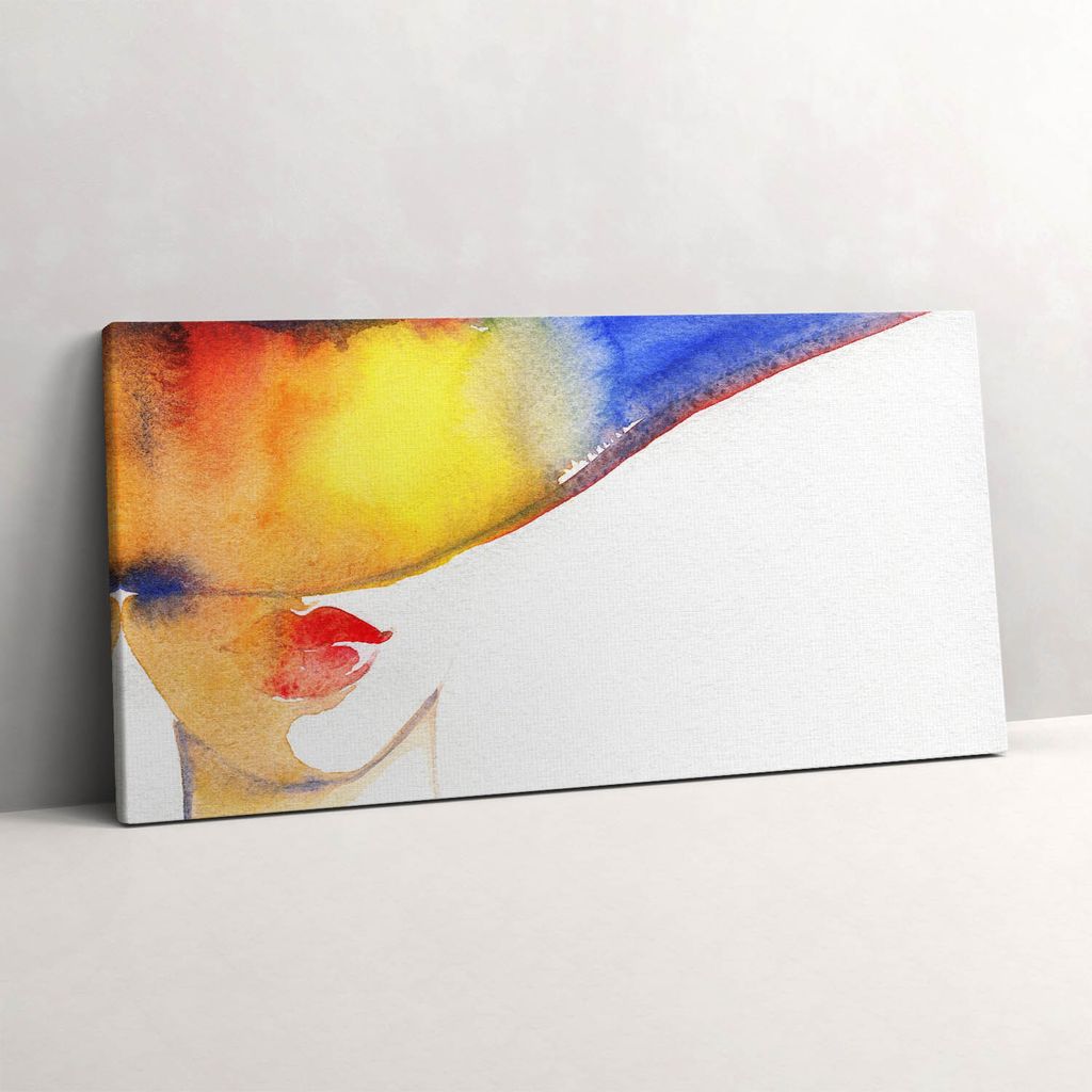 Frau mit Hut – Leinwandbild Wandbild – 120x60 cm – Leinwandbilder – Wandbilder – Schlafzimmer – Flur