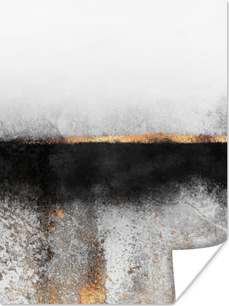 MuchoWow Poster Gold - Abstrakt - Luxus 60x80 cm - Schlafzimmer Dekoration