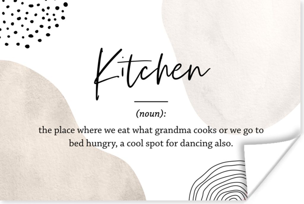 MuchoWow Poster Definition Küche - Küche - Zitate - Wörterbuch 120x80 cm - Bilder
