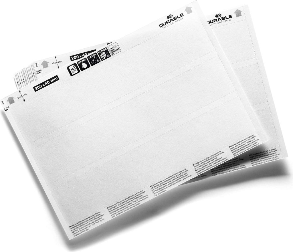 DURABLE Einsteckschilder 200x37 mm 60 St., 809902 weiß