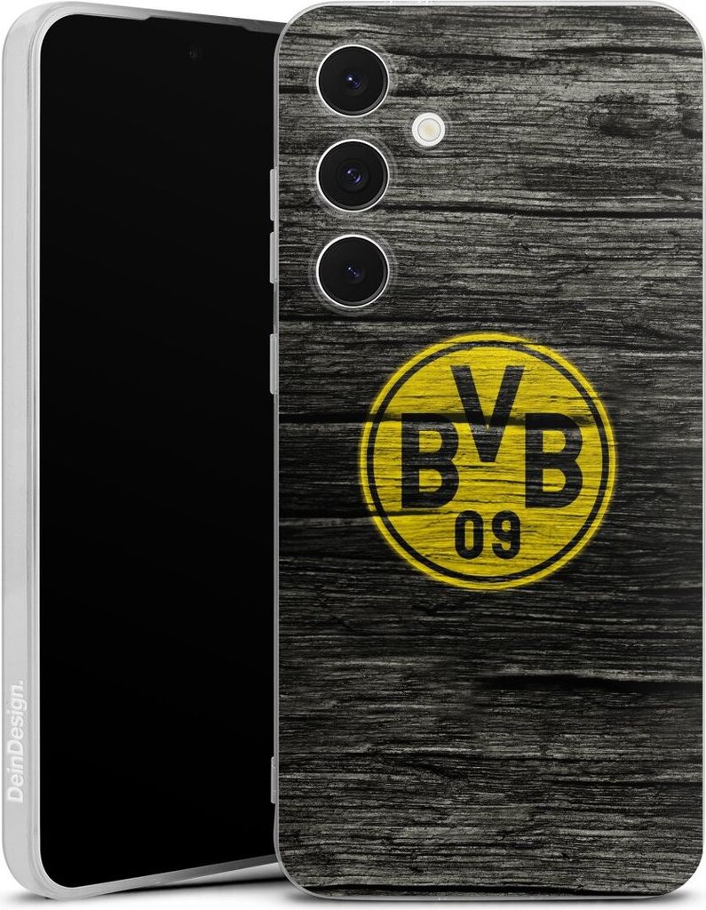 DeinDesign Handyhülle für Samsung Galaxy S24 FE 5G Silikon Hülle Case Smartphone Schutzhülle BVB Borussia Dortmund Holzoptik