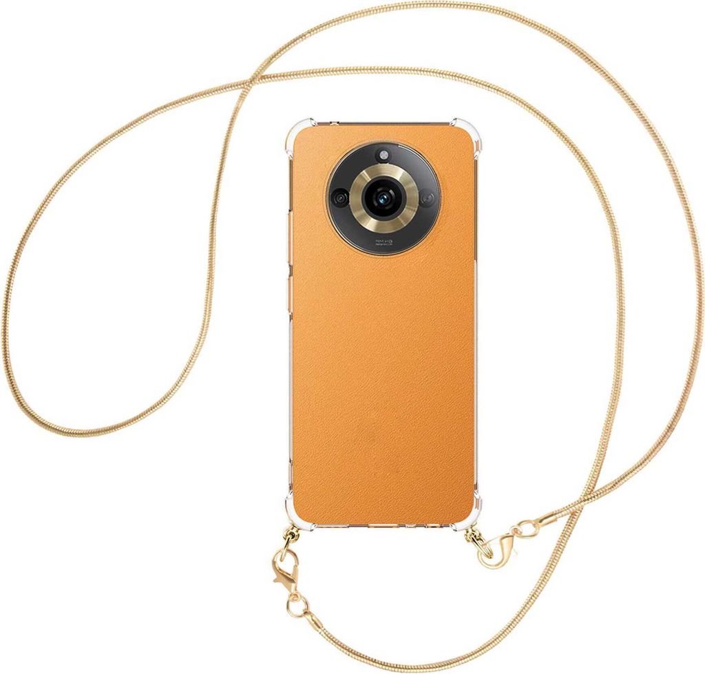 Handykette Backcover-Schutzhülle mit Band (Metall goldfarben) für Realme 11 5G (6.72'') - goldfarbene Snake-Kette