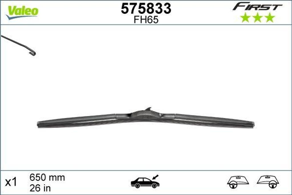 VALEO 575833 Scheibenwischerblatt OE 1643098080 kompatibel mit Civic, CR-V, CR-Z, Jazz, Santa Fe, i30, i40, Veloster, Ceed, Proceed, Rio, Sorento, ...