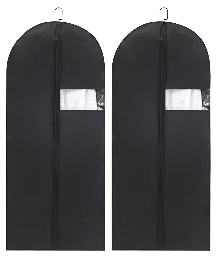 2-teiliges Anzugtaschen-Set, Kleidersack mit Druckknopfverschluss, Aufbewahrungstasche für Anzüge, Kleider, Mäntel, Hemden, Abendkleider (140 ×...