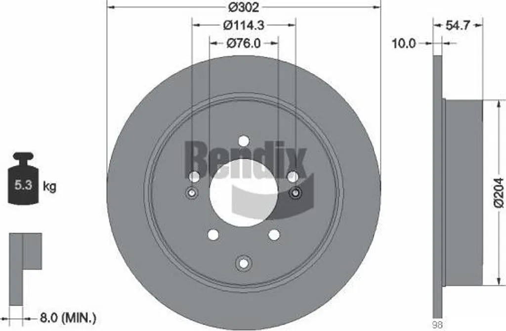 Disque de frein BDS1578 BENDIX : Sécurité et durabilité 58411D7000