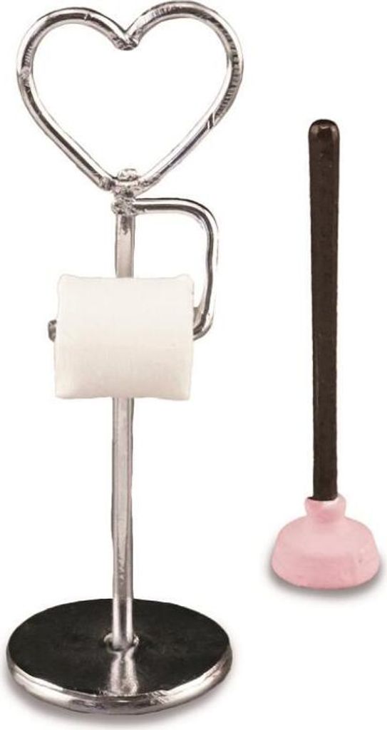Herz Toilettenpapierhalter Miniatur aus Porzellan für Puppenhaus