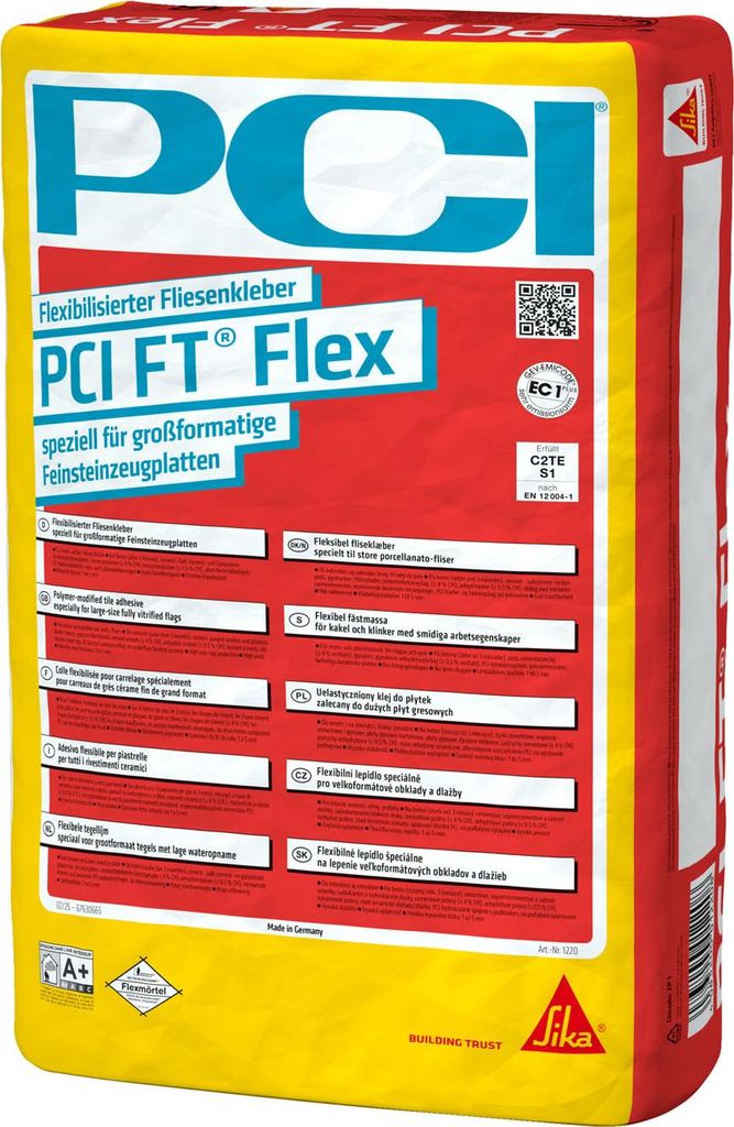 A bag of PCI FT Flex tile adhesive.