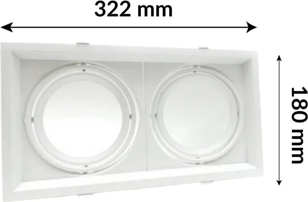 Support Double AR111 Encastrable Orientable Blanc avec Ampoules LED 20W - 2