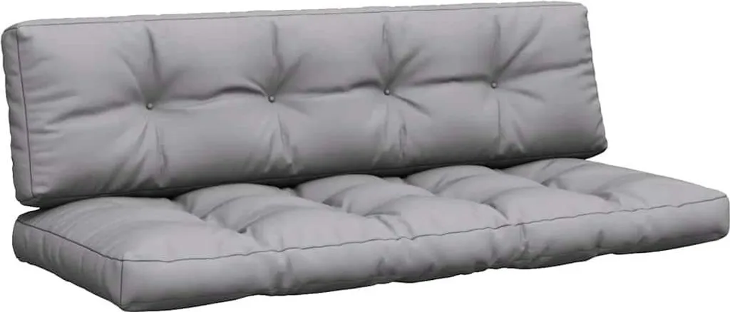 vidaXL Coussin pour palette 2 pcs en tissu gris pour canapé d'extérieur