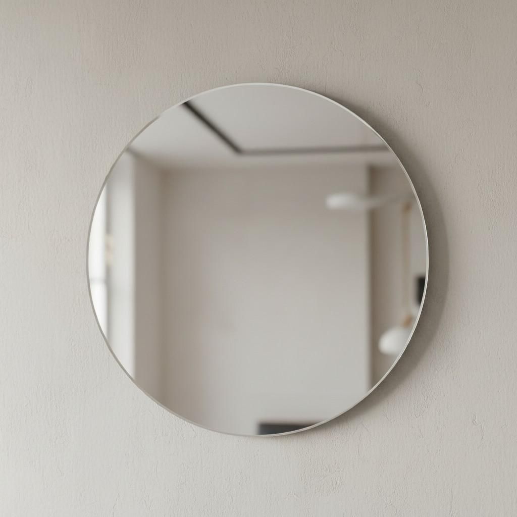 Wandspiegel Rund Ø 60 cm Graphit – Design Spiegel ohne Rahmen für Flur & Wohnzimmer – Germany – Kratzfest - Kadima Design