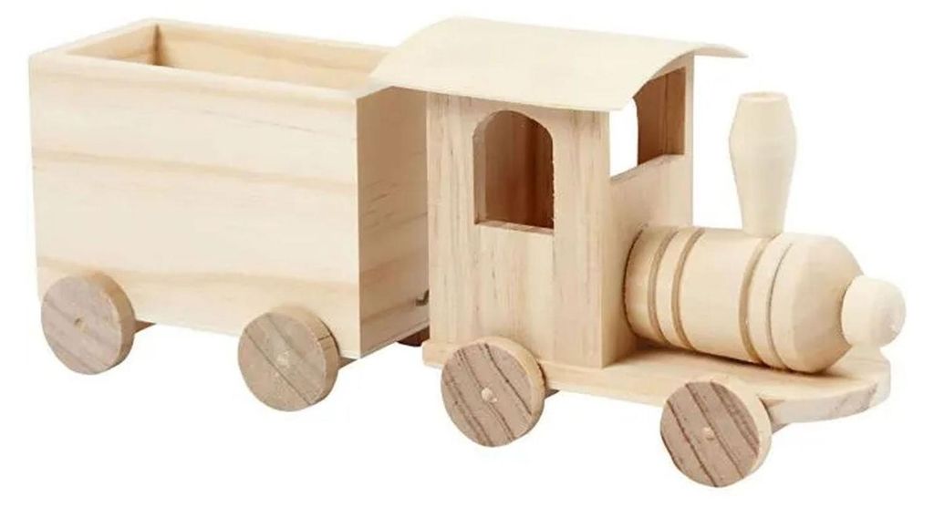 Creativ Company Holzspielzeugeisenbahn mit Wagen - DIY Deko Zug