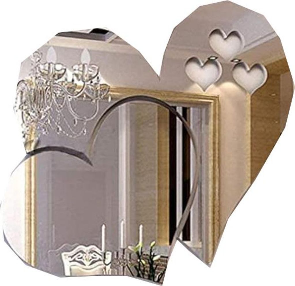 Spiegel-Wandaufkleber, 3D-Kristall-Liebesherz, Acryl-DIY-Kunst für Zuhause, Wohnzimmer, Badezimmer oder als TV-Hintergrunddekoration