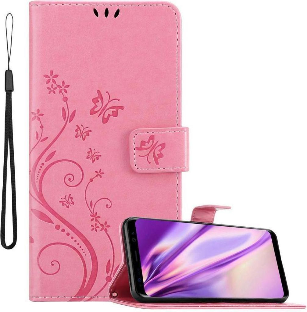 Cadorabo Hülle für Samsung Galaxy S8 Schutz Hülle in Rosa Schutzhülle Handy Hülle Etui Case Blumen Flower