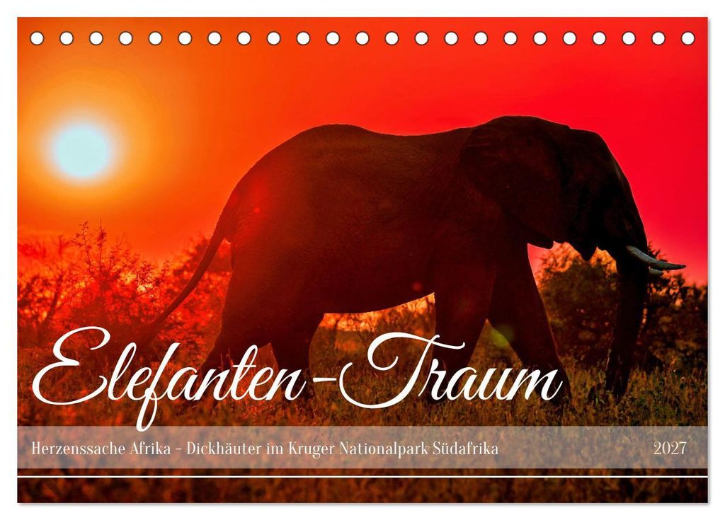 Elefanten-Traum - Herzenssache Afrika (Tischkalender 2027 DIN A5 quer), CALVENDO Monatskalender