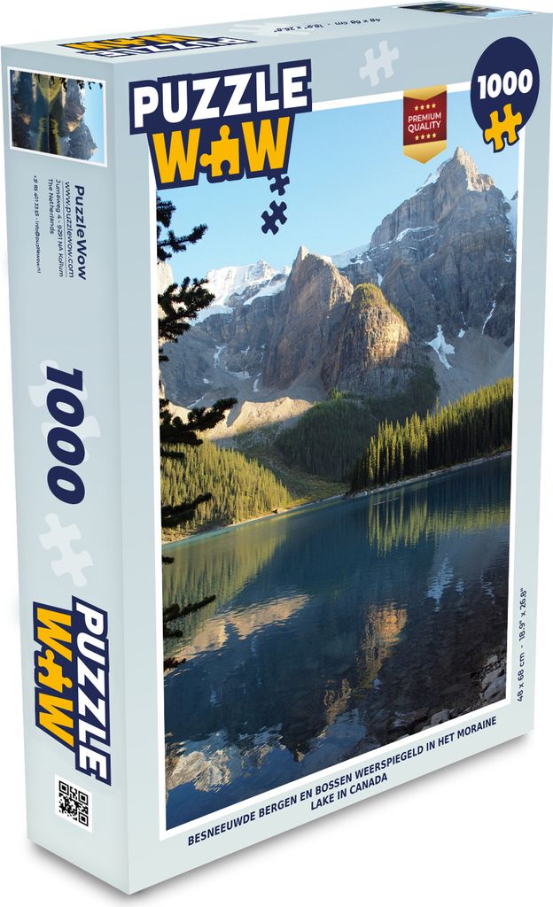 MuchoWow Puzzle 1000 Teile Schneebedeckte Berge und Wälder spiegeln sich im Moraine Lake in Kanada - Spielzeug - Alt und Jung - Spiele - Puzzeln