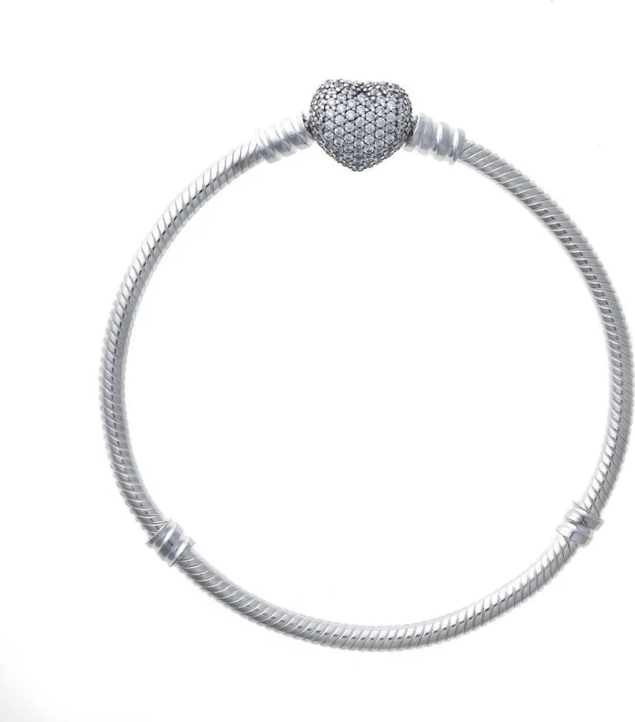 Bracciale Pandora Moments con maglie a serpente e chiusura a cuore scintillante 590727CZ Bracciale da donna