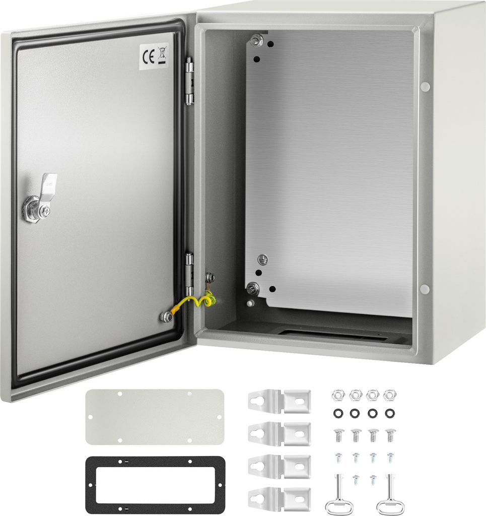 SucceBuy NEMA-Stahlgehäuse, 16 x 12 x 8 Zoll, NEMA 4X wasserdichter Schaltkasten, IP66 staubdichter Außen-/Innen-Anschlusskasten mit Montageplatte
