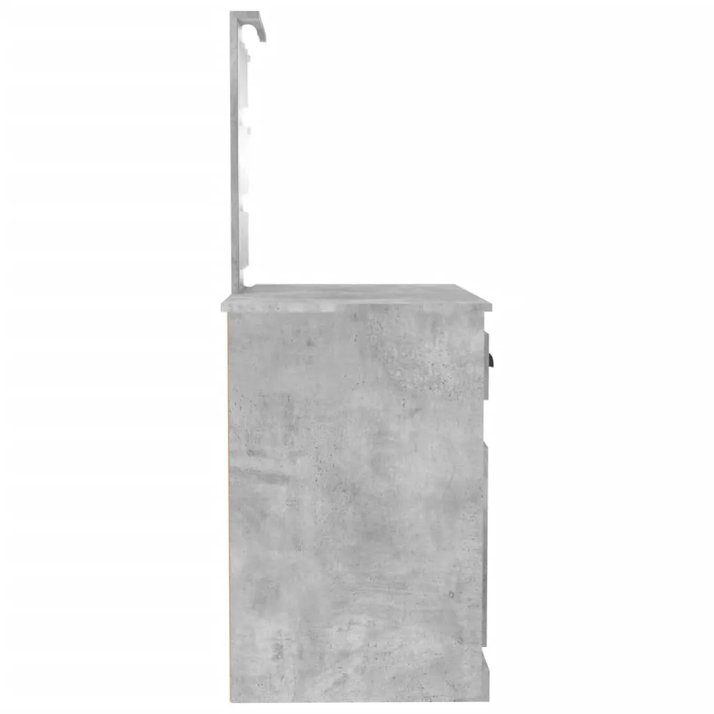 Meuble Coiffeuse LED Gris Béton 90 cm avec Miroir et Finition Composite - 9
