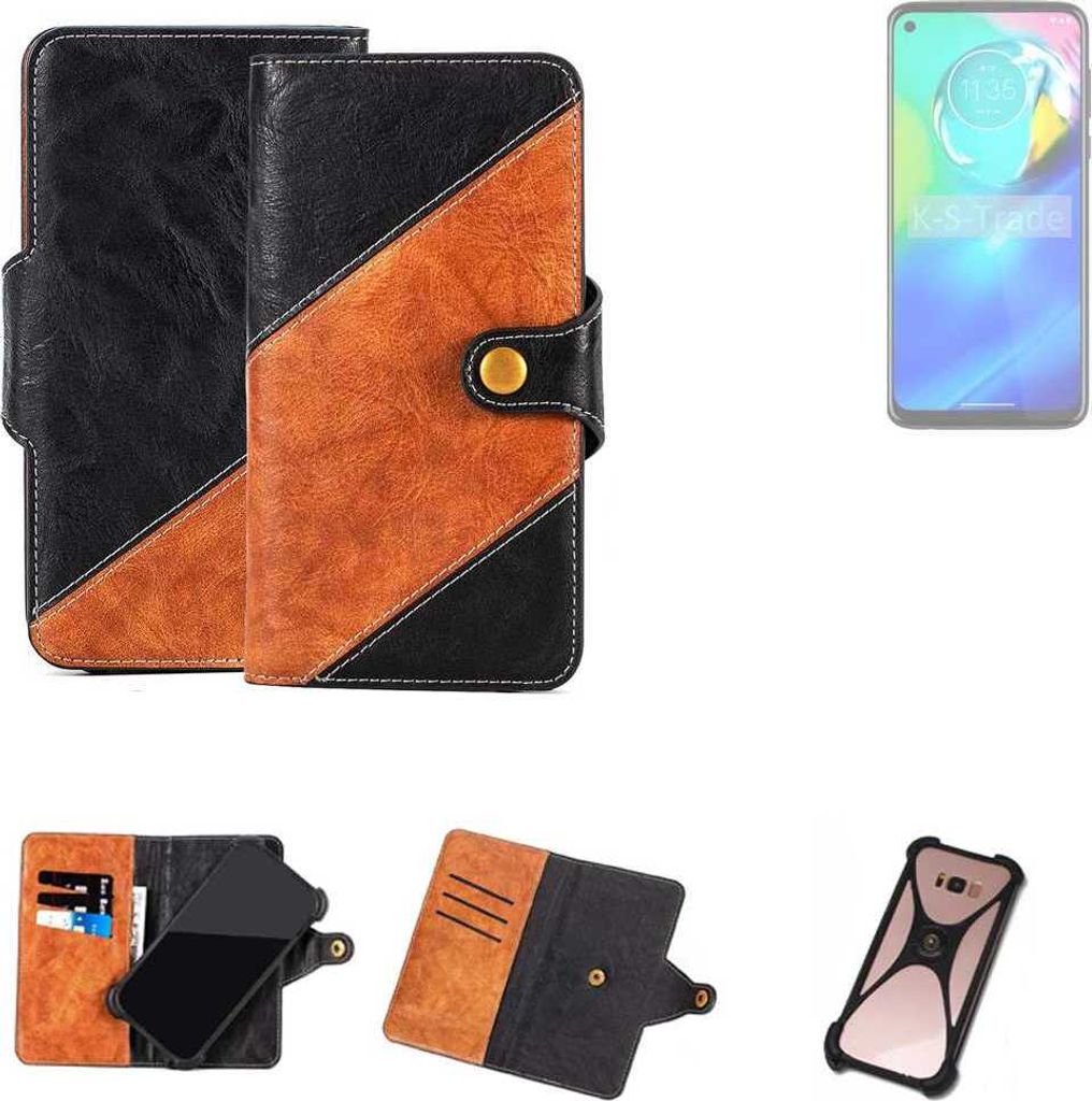 K-S-Trade Handyhülle Schutzhülle Bookstyle Case Wallet-Case kompatibel mit Motorola Moto G Power 5G Handy Cover Bumper Klapphülle schwarz hellbraun