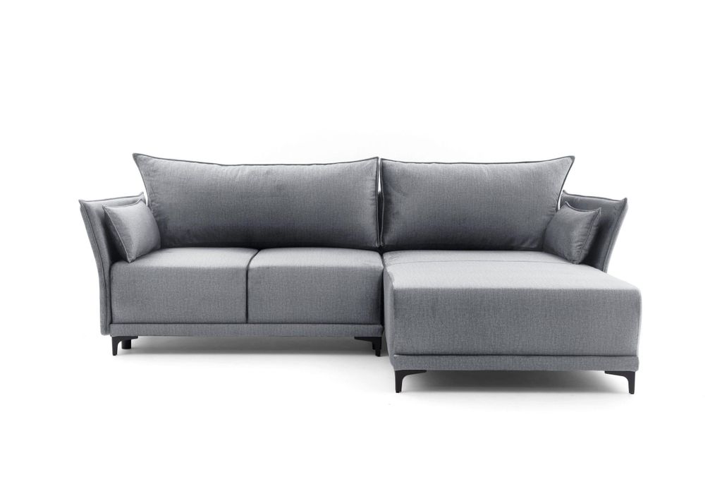 NEXT COLLECTION Ecksofa SELVA Lose Rückenlehnen-Kissen, Große Liegefläche 137x234cm, automatische Klapphilfe, hohe Metallfüße, Silver, Rechts