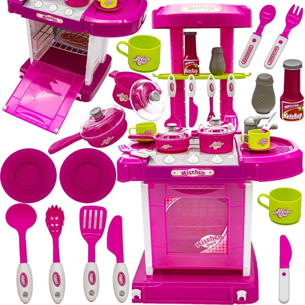 Rosa Küche mit Backofen, Lichtern, Geräuschen und Zubehör Produktbild 