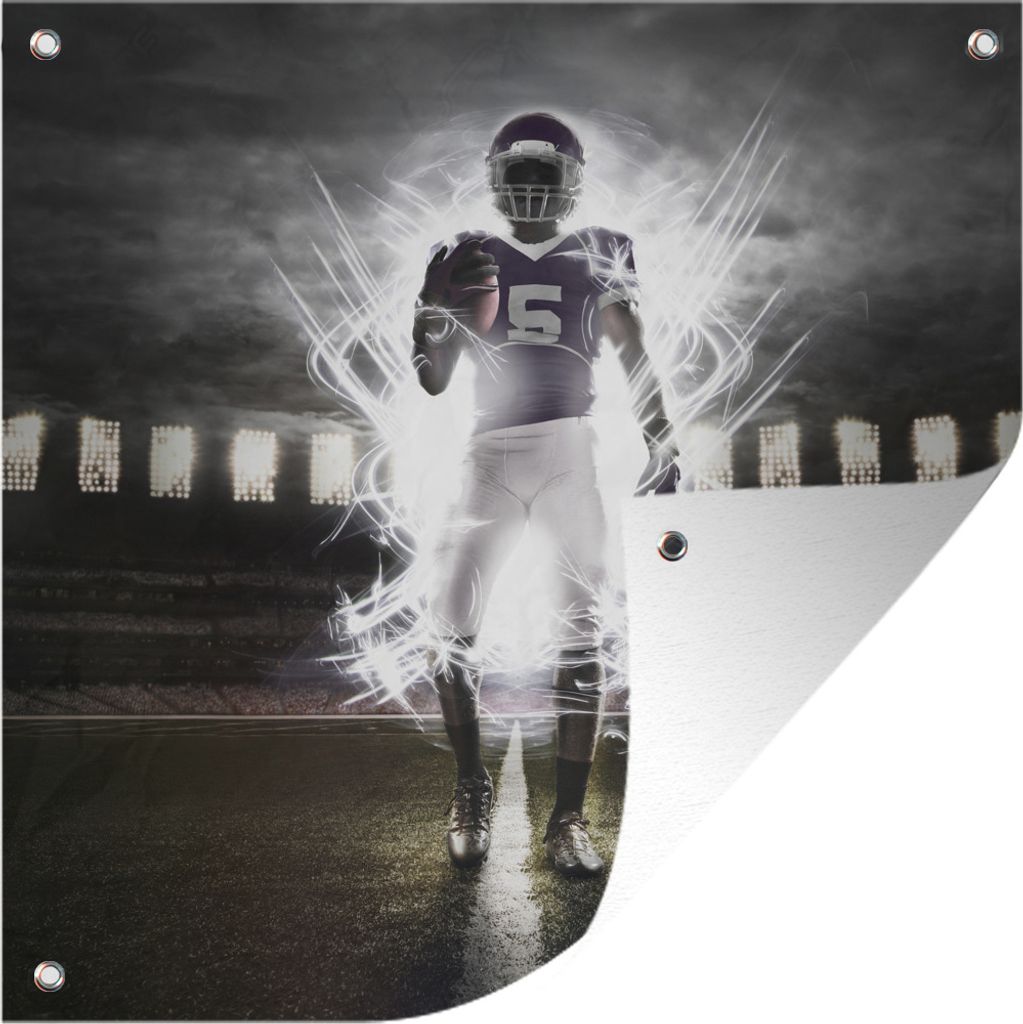 MuchoWow 50x50 cm Outdoor-Poster Gartendeko Sichtschutz Garten Poster für den Garten Hintergrundbild eines American-Football-Spielers