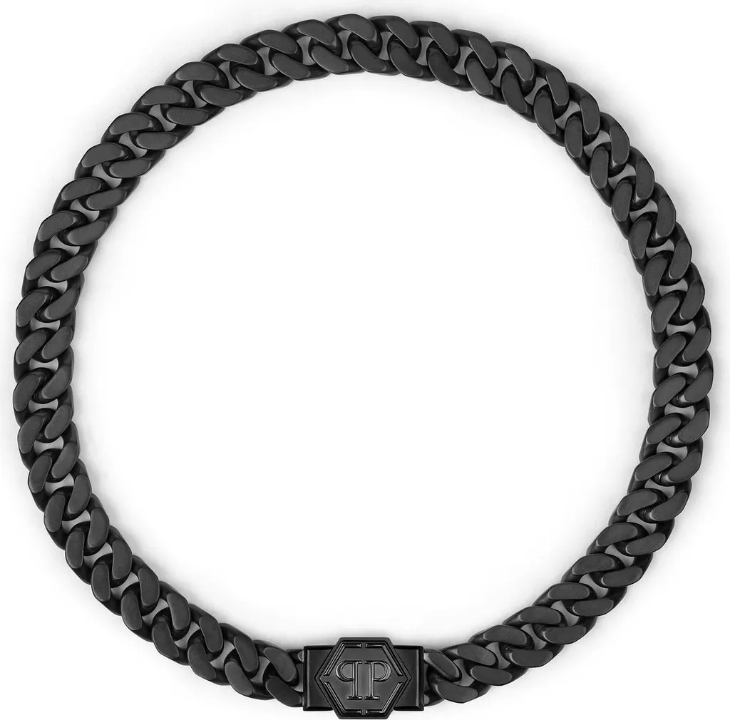 Collier Philipp Plein Hexagon Acier Inox Inoxydable 55cm Design Rock