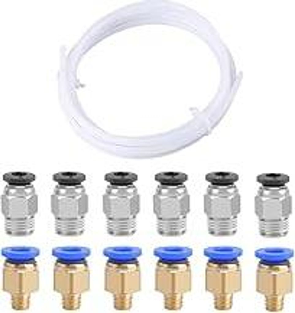 3 Meter 3D Drucker PTFE Teflonschlauch, mit 6 Stück PC4-M6 Pneumatik Verbinder und 6 Stück PC4-M10 Pneumatik Verbinder