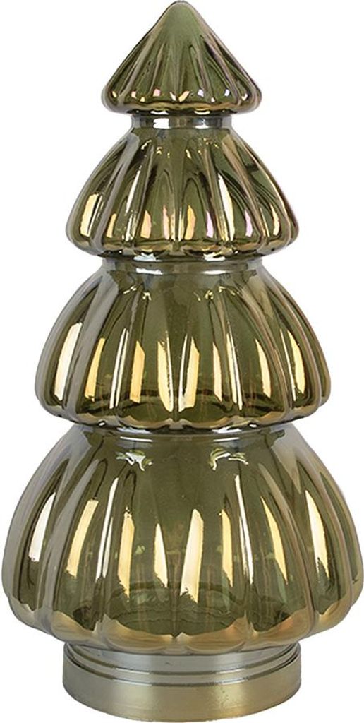 Clayre & Eef Weihnachtsdekorationsfigur Weihnachtsbaum Ø 15x27 cm Grün Glas