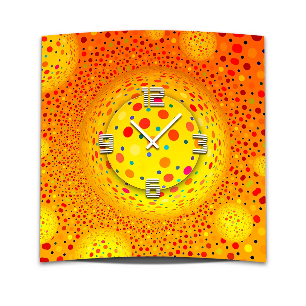 Horloge murale XXL 3D Dixtime orange points 50x50 cm GQ-016 silencieuse