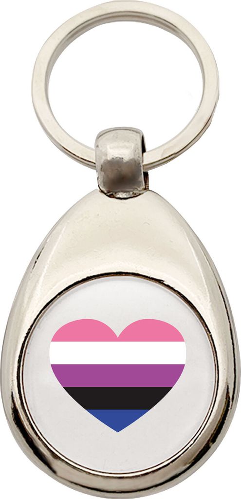 Huuraa Schlüsselanhänger Genderfluid Pride Flagge LGBTQ Herz Metall Schlüsselring Einkaufswagenchip Geschenkidee