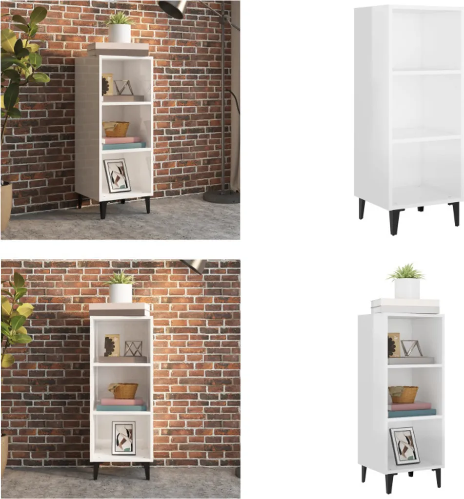 vidaXL Armadietto Bianco Lucido 90cm | Credenza Componibile Casa