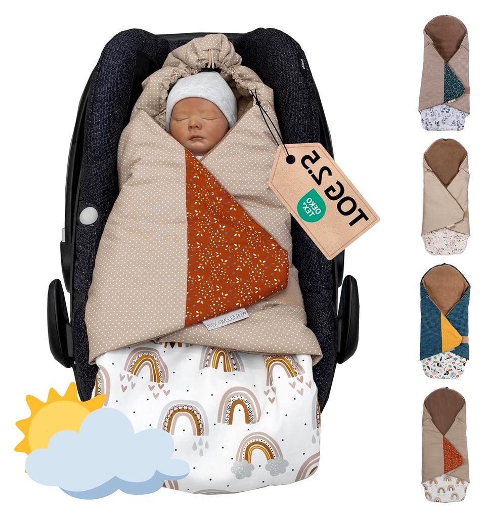 Einschlagdecke für Babyschale, 100% Materialien, Regenbogen (Hergestellt in der EU) - Decke für Kindersitz oder Kinderwagen, weiche Decke für Ba...